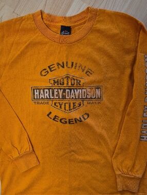 Harley-Davidson Orange Distressed Logo Long Sleeve Shirt, Youth